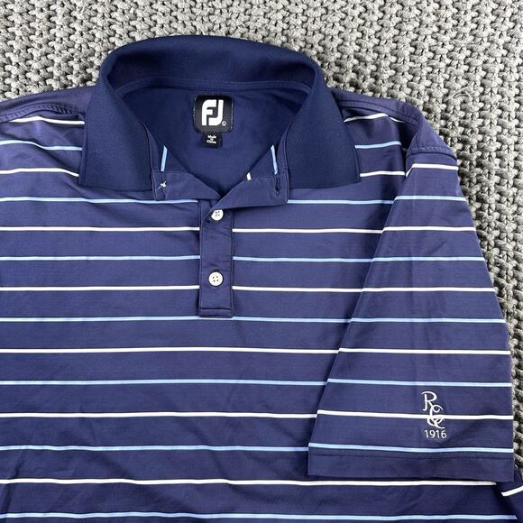Footjoy Mens Polo Size Large (Lot Of 2) White & Blue Striped, Embroidered sleeve - Picture 7 of 16